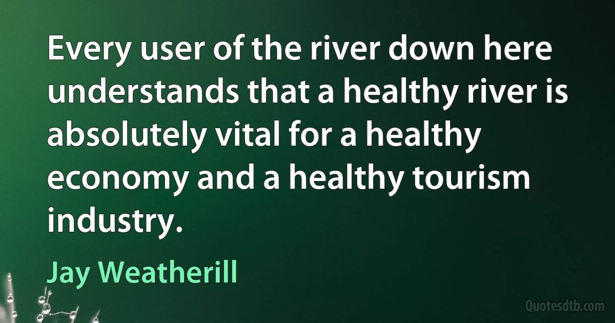 Every user of the river down here understands that a healthy river is absolutely vital for a healthy economy and a healthy tourism industry. (Jay Weatherill)