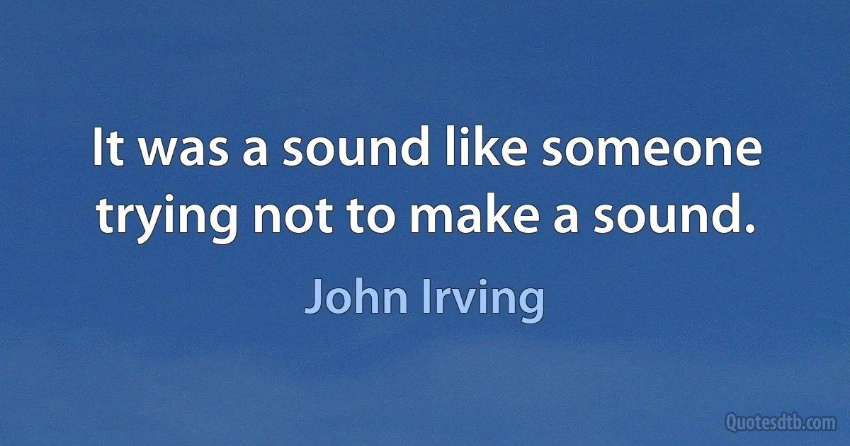 It was a sound like someone trying not to make a sound. (John Irving)