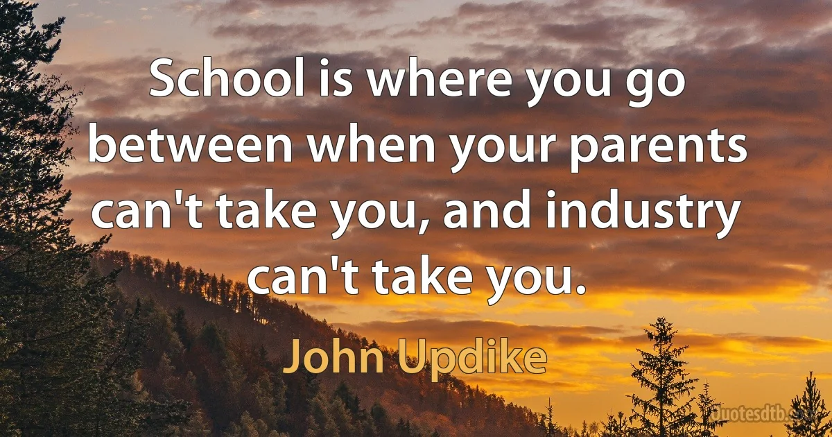 School is where you go between when your parents can't take you, and industry can't take you. (John Updike)