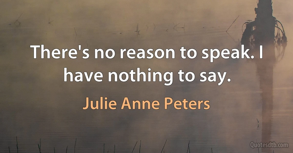 There's no reason to speak. I have nothing to say. (Julie Anne Peters)