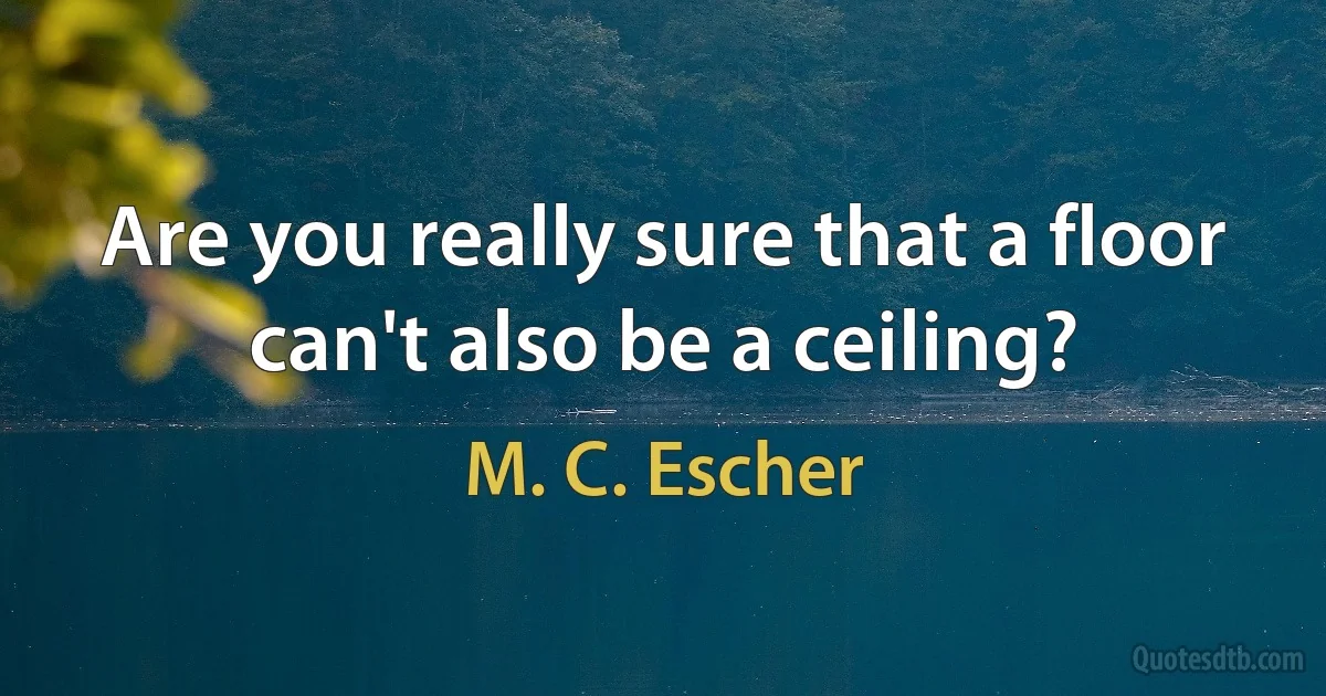 Are you really sure that a floor can't also be a ceiling? (M. C. Escher)