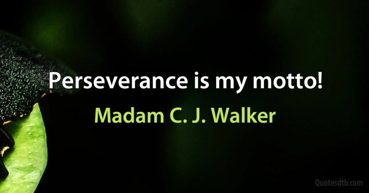 Perseverance is my motto! (Madam C. J. Walker)