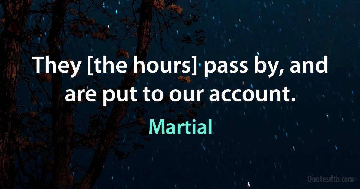 They [the hours] pass by, and are put to our account. (Martial)