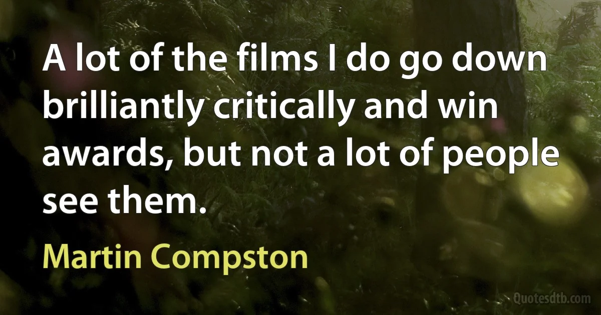 A lot of the films I do go down brilliantly critically and win awards, but not a lot of people see them. (Martin Compston)