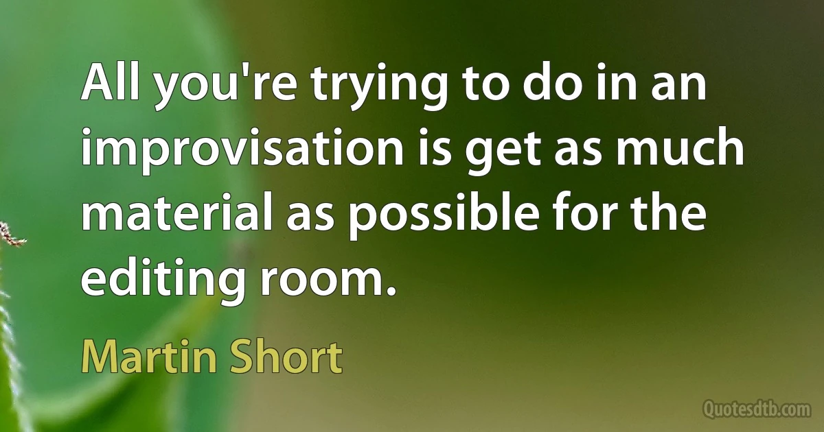 All you're trying to do in an improvisation is get as much material as possible for the editing room. (Martin Short)