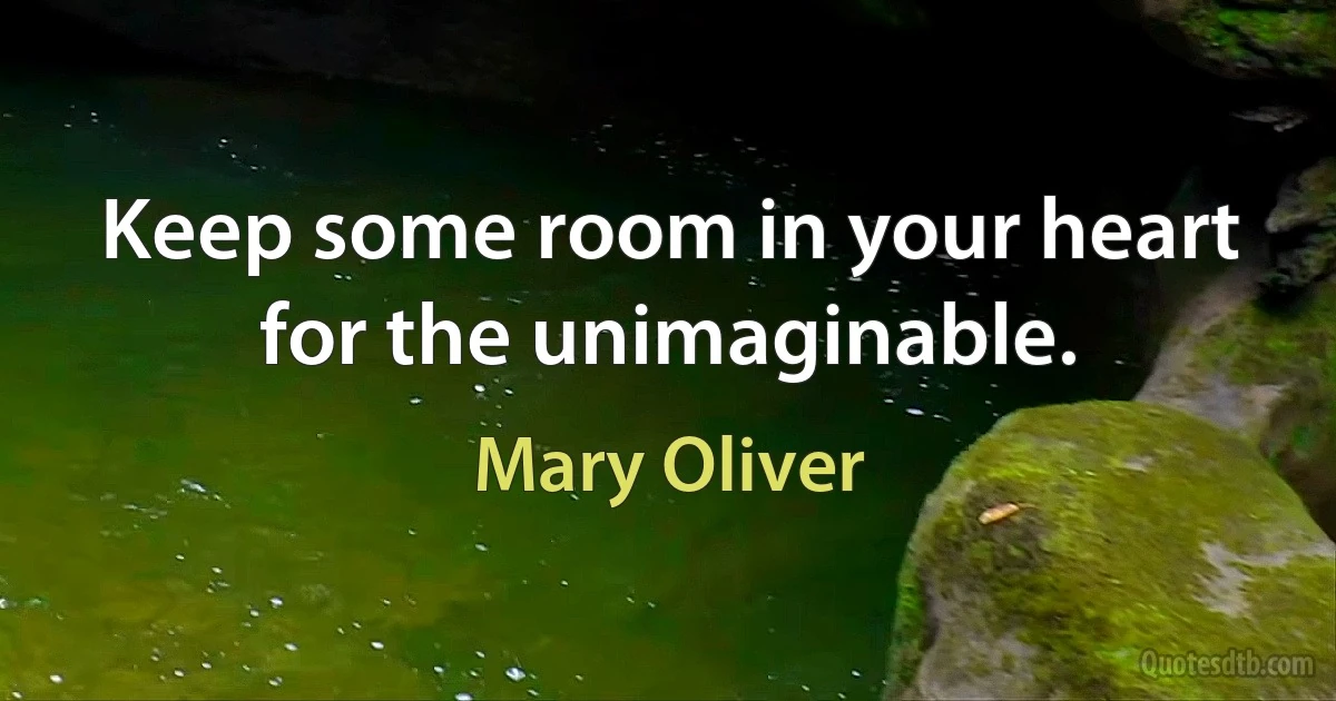 Keep some room in your heart for the unimaginable. (Mary Oliver)