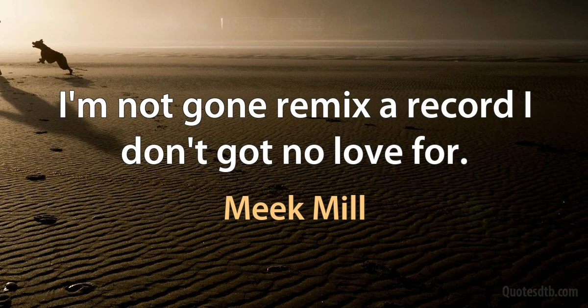 I'm not gone remix a record I don't got no love for. (Meek Mill)