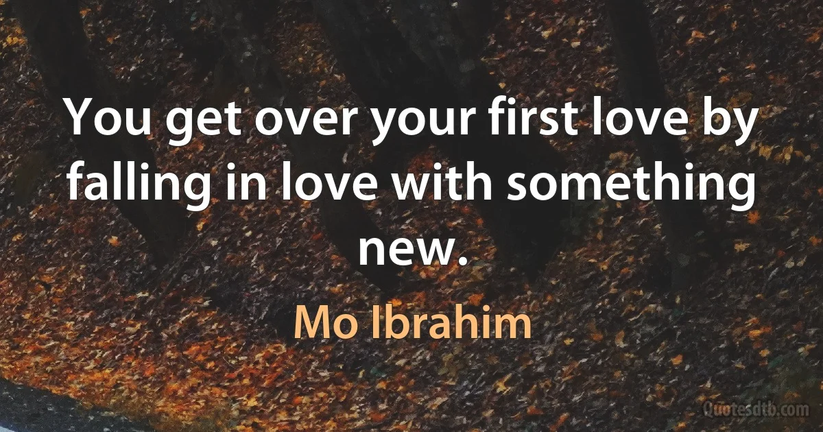 You get over your first love by falling in love with something new. (Mo Ibrahim)