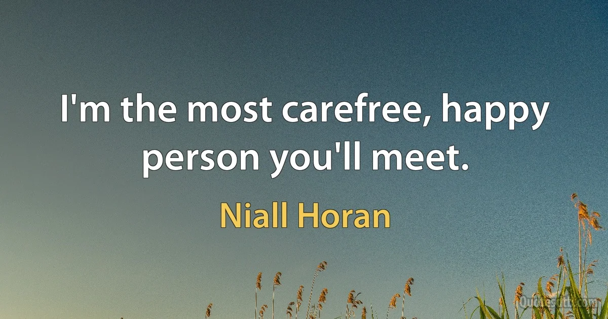 I'm the most carefree, happy person you'll meet. (Niall Horan)