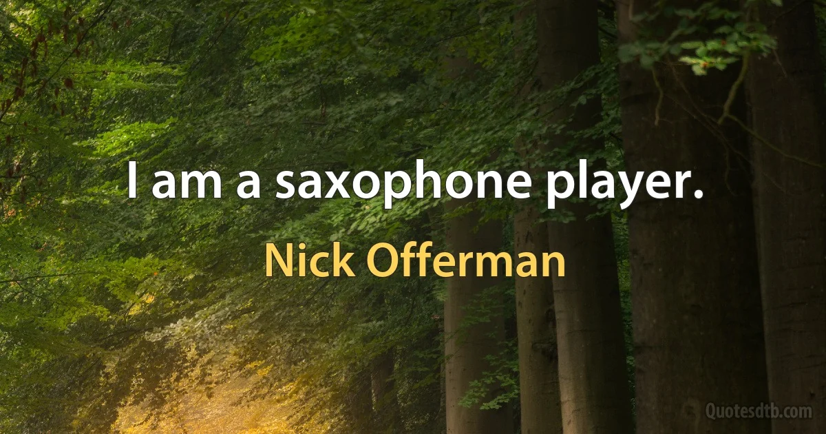 I am a saxophone player. (Nick Offerman)