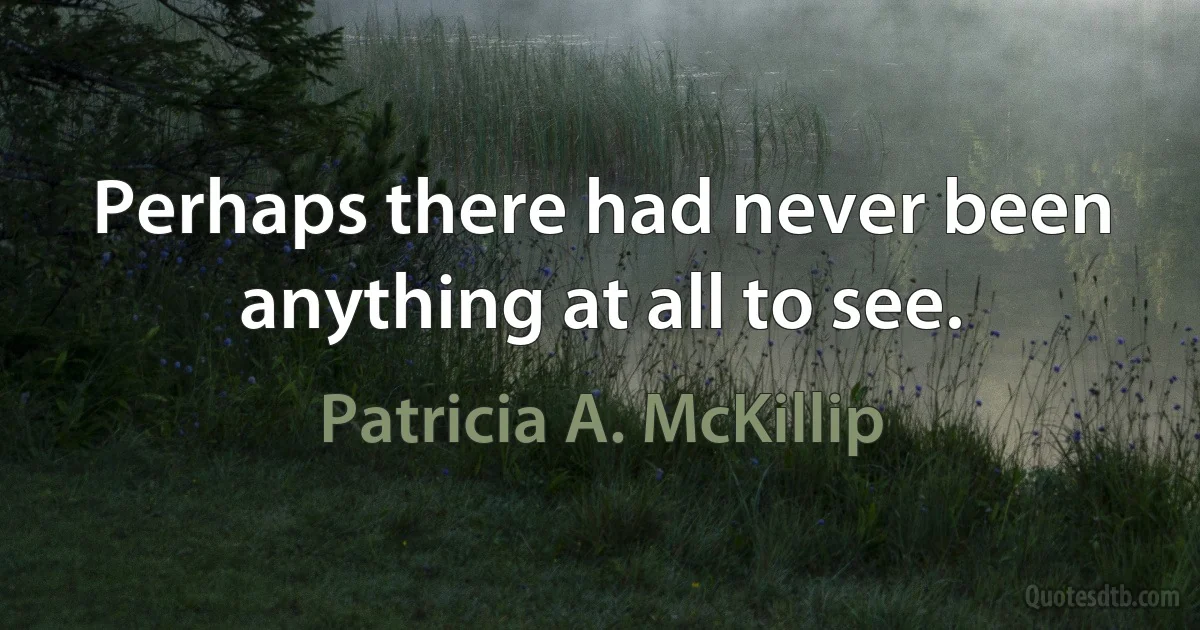 Perhaps there had never been anything at all to see. (Patricia A. McKillip)