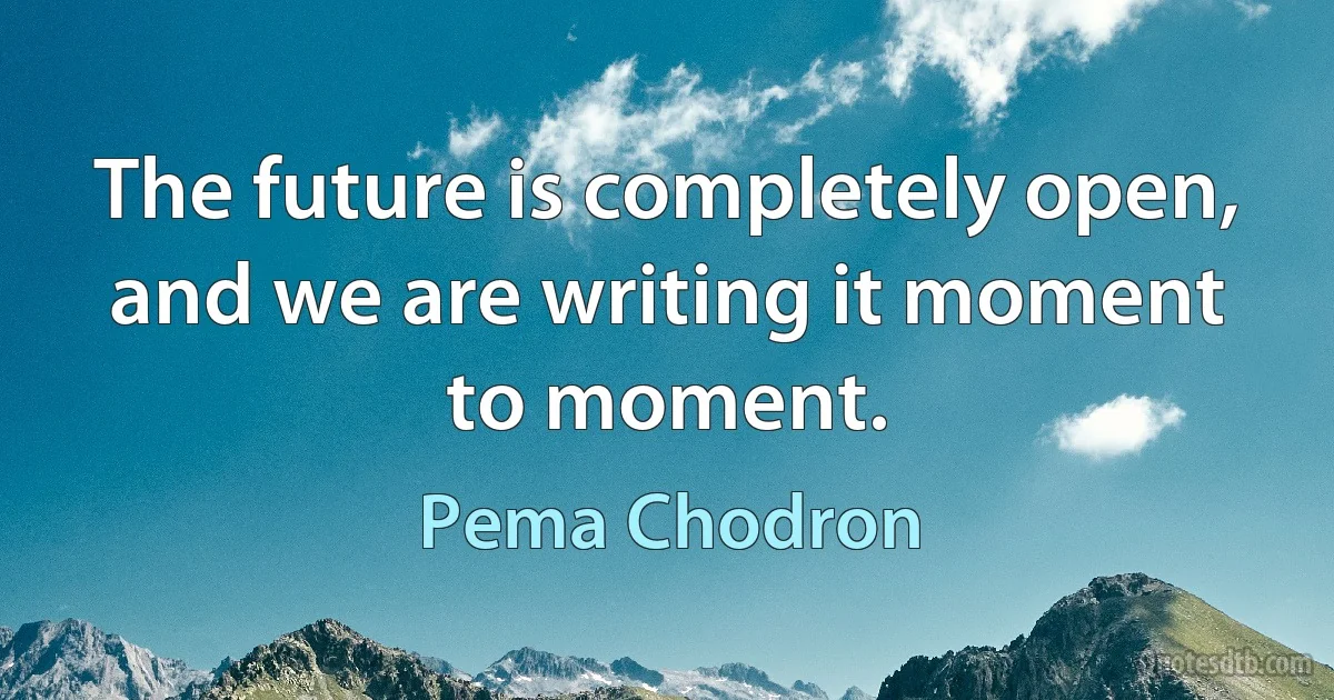 The future is completely open, and we are writing it moment to moment. (Pema Chodron)