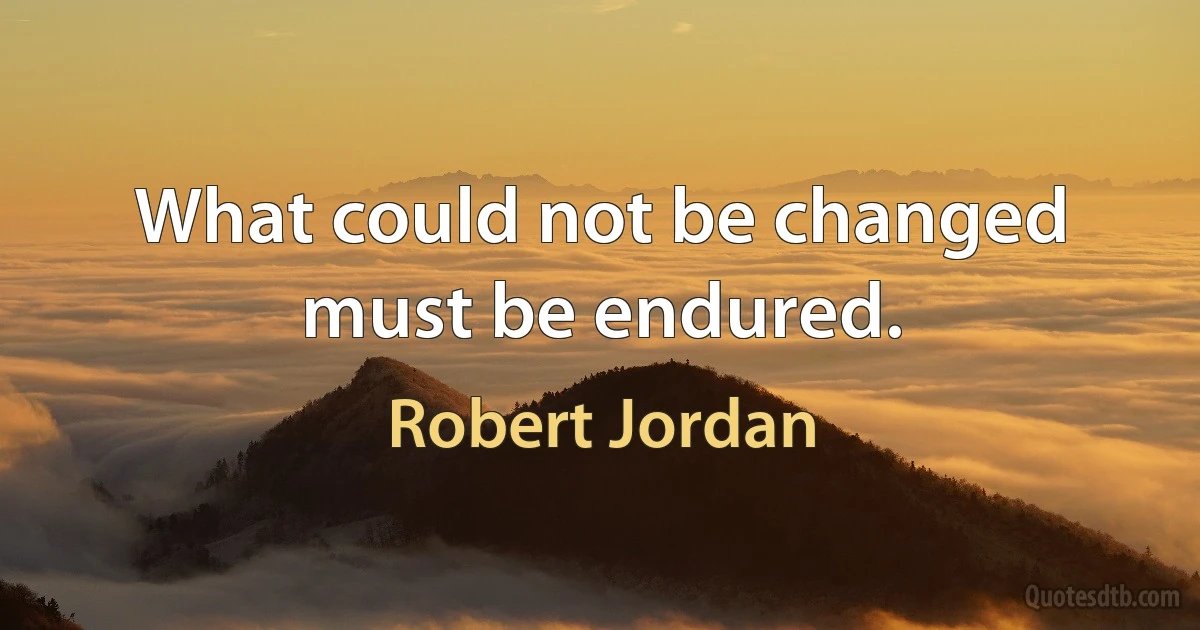 What could not be changed must be endured. (Robert Jordan)