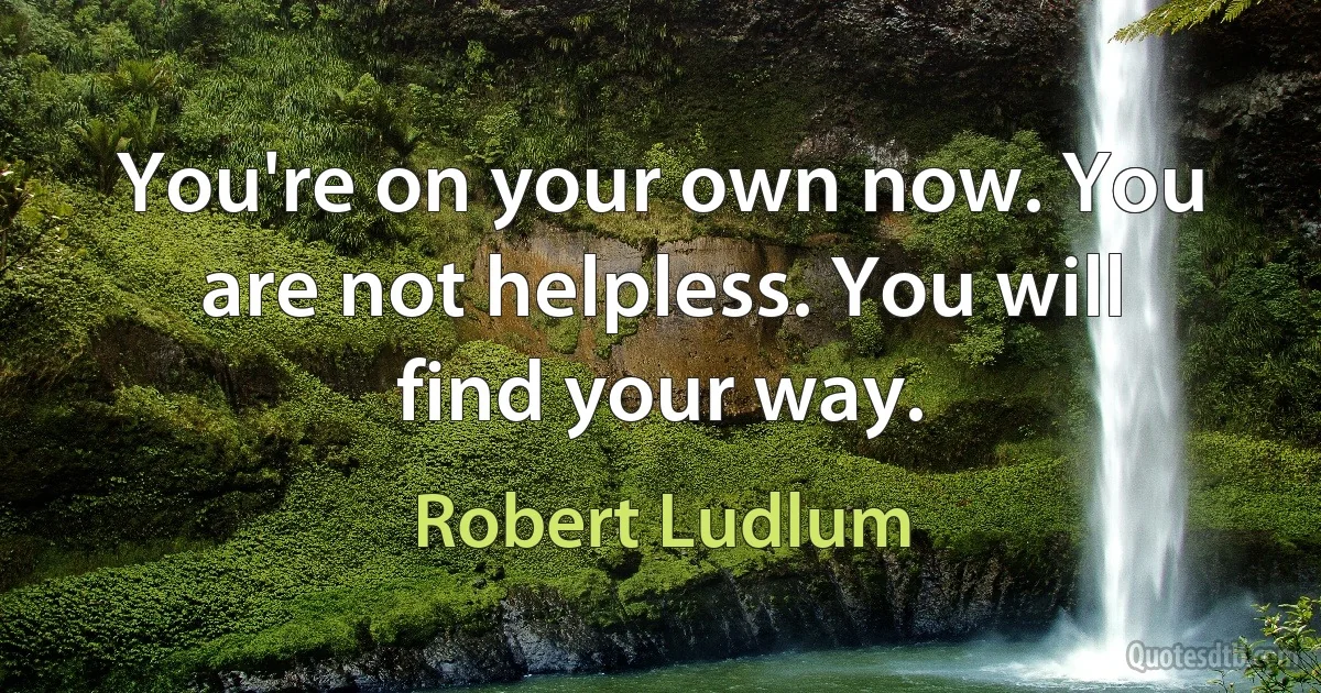 You're on your own now. You are not helpless. You will find your way. (Robert Ludlum)