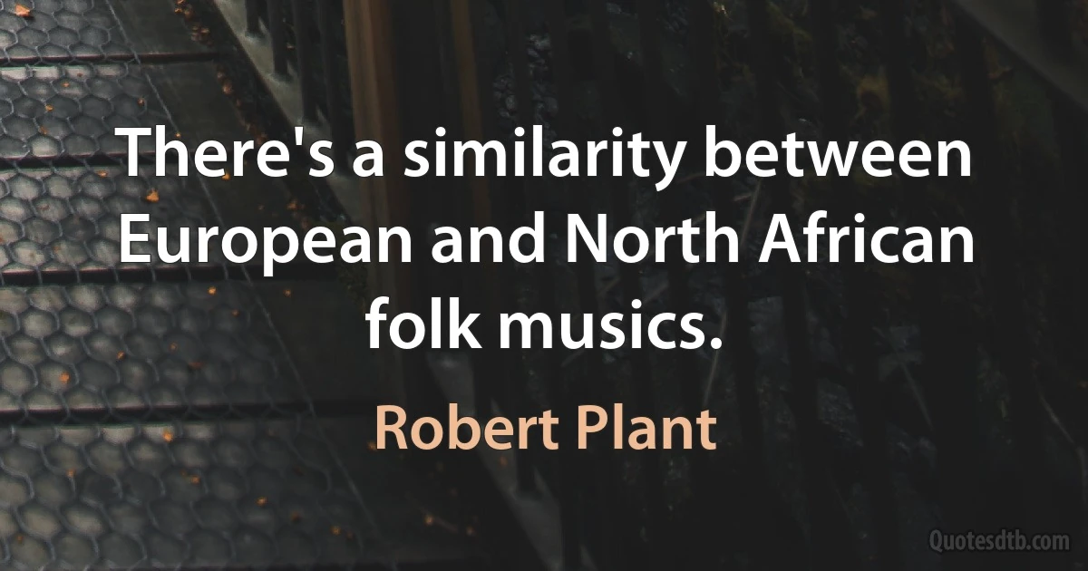 There's a similarity between European and North African folk musics. (Robert Plant)