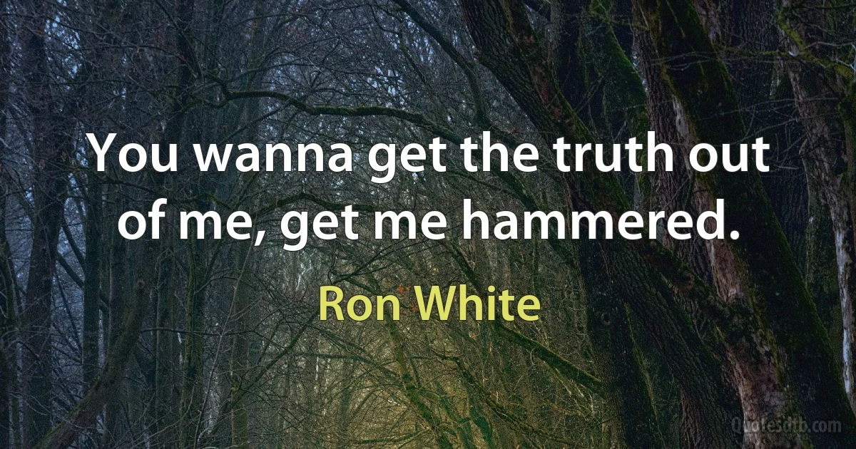 You wanna get the truth out of me, get me hammered. (Ron White)