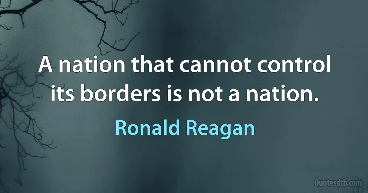 A nation that cannot control its borders is not a nation. (Ronald Reagan)