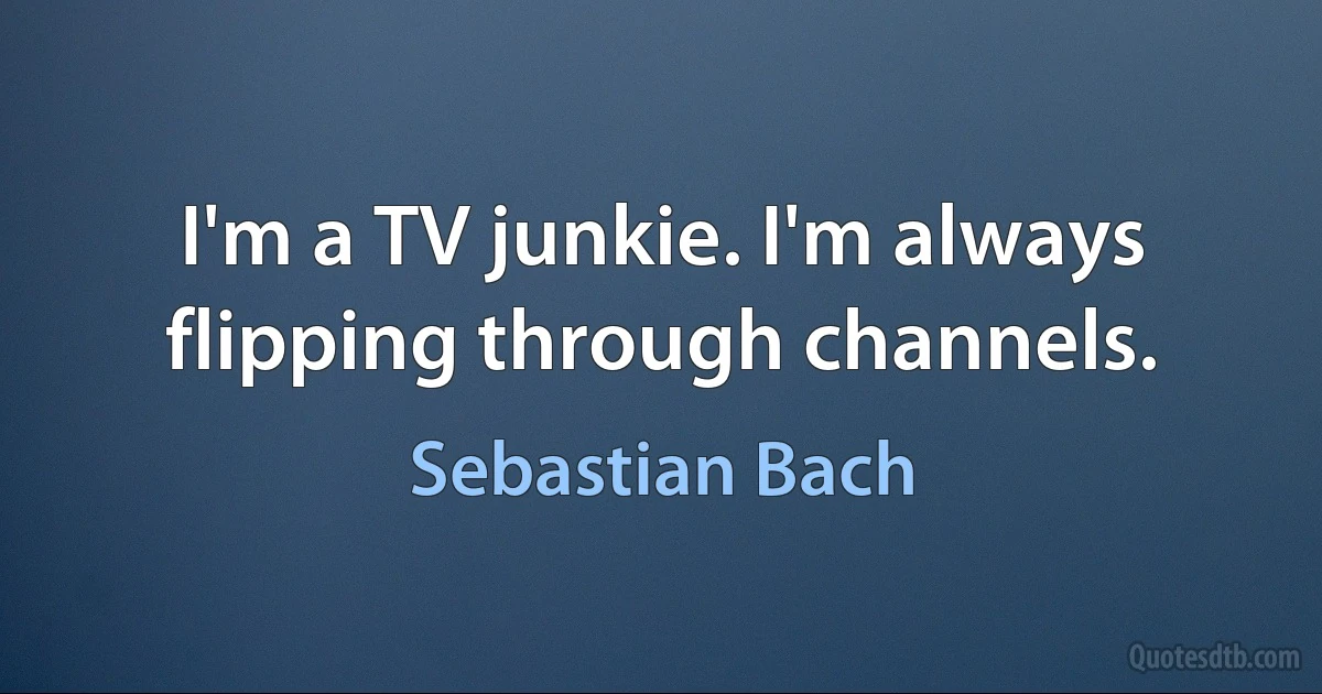 I'm a TV junkie. I'm always flipping through channels. (Sebastian Bach)