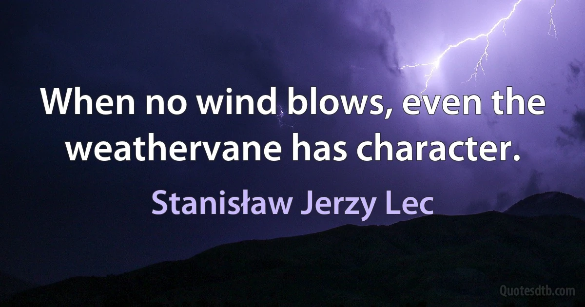 When no wind blows, even the weathervane has character. (Stanisław Jerzy Lec)