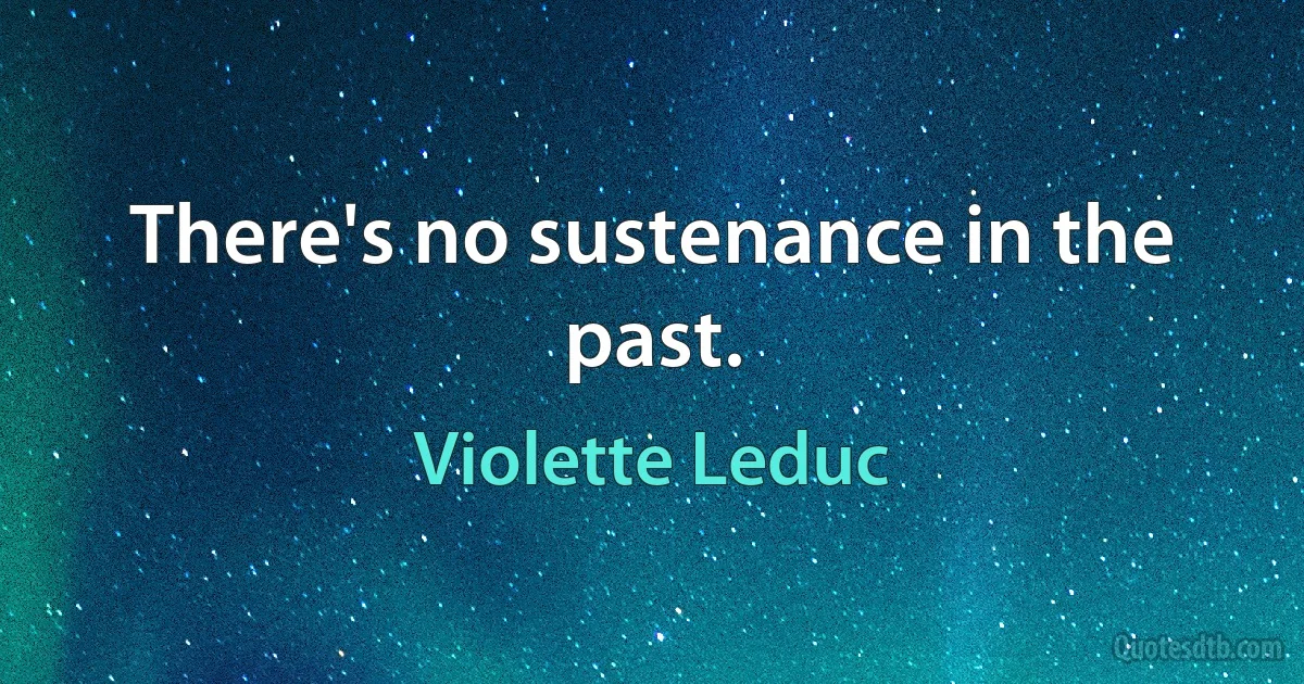 There's no sustenance in the past. (Violette Leduc)