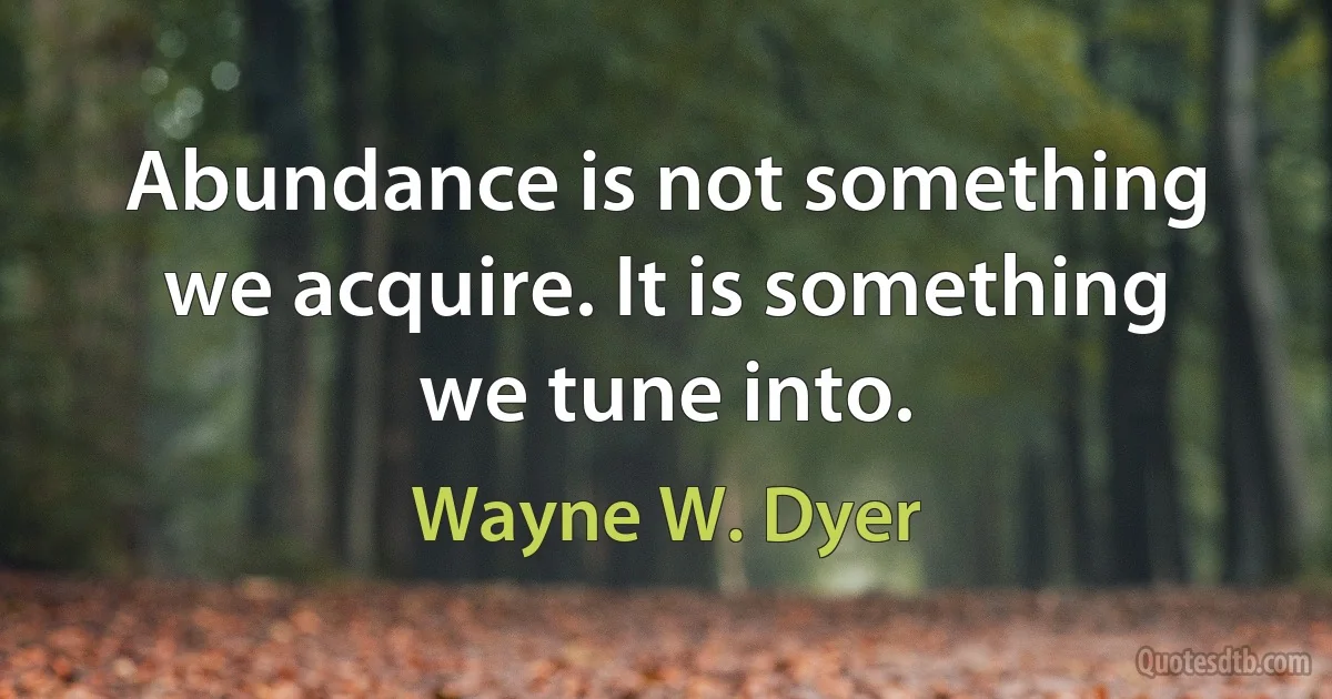 Abundance is not something we acquire. It is something we tune into. (Wayne W. Dyer)