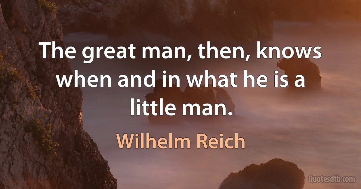 The great man, then, knows when and in what he is a little man. (Wilhelm Reich)