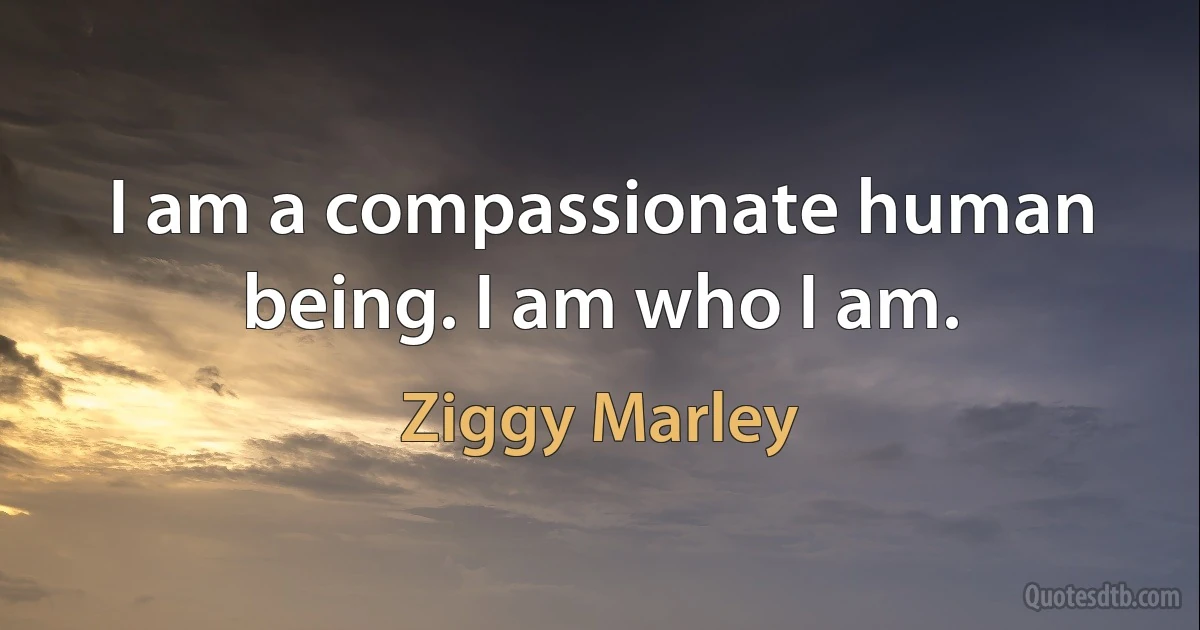 I am a compassionate human being. I am who I am. (Ziggy Marley)