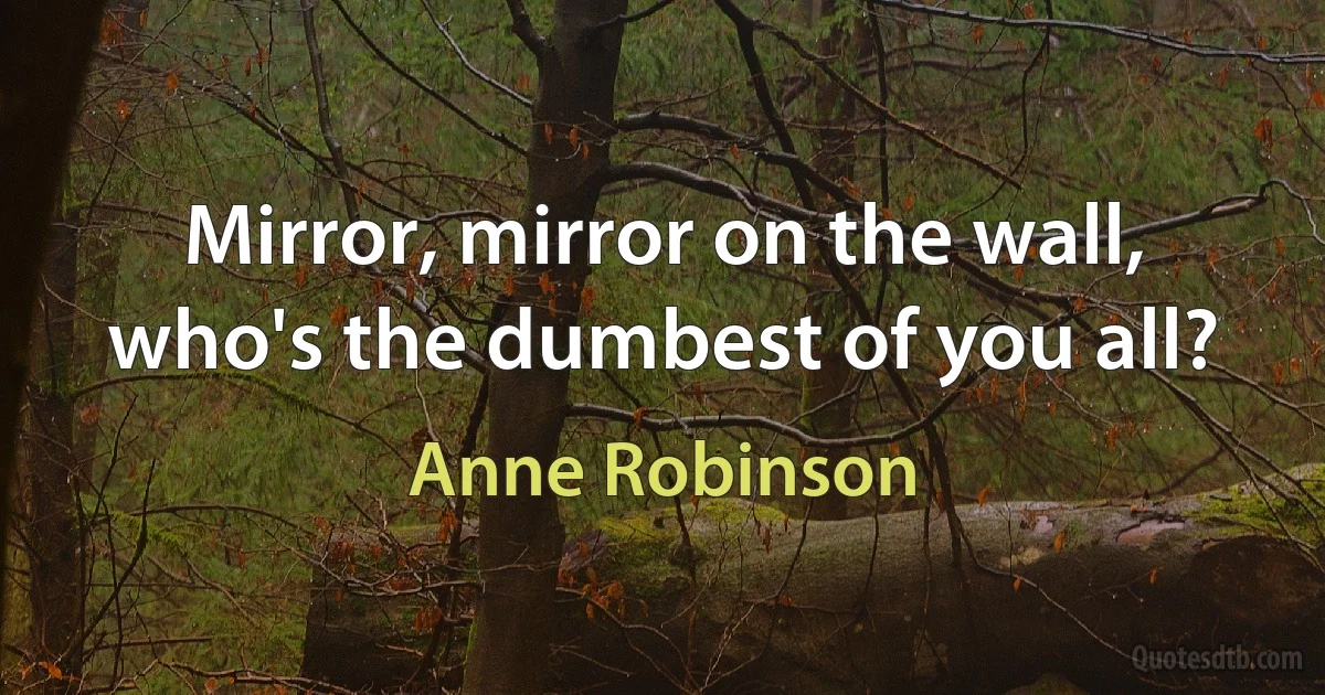 Mirror, mirror on the wall, who's the dumbest of you all? (Anne Robinson)