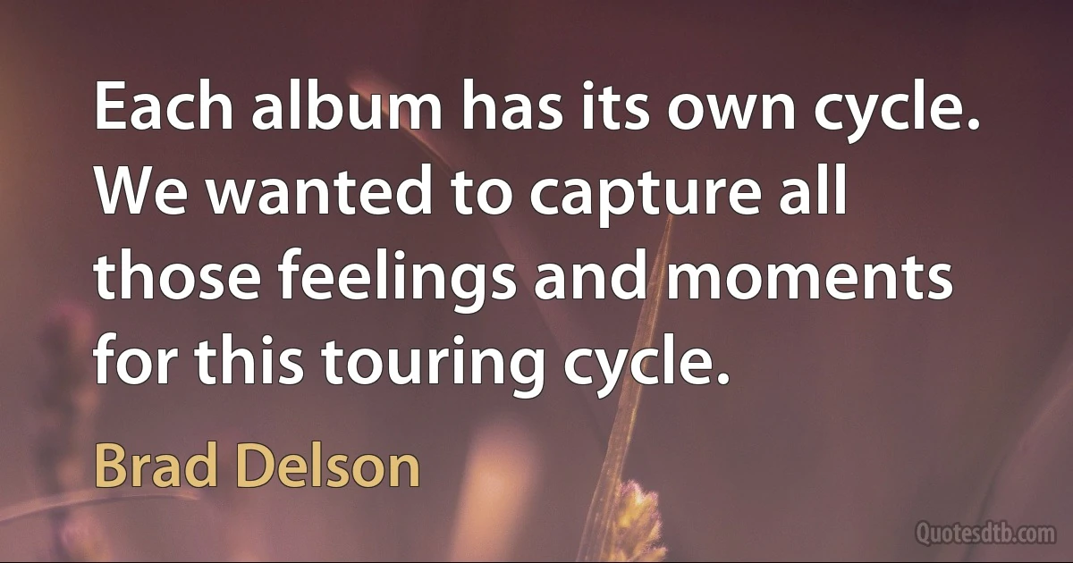 Each album has its own cycle. We wanted to capture all those feelings and moments for this touring cycle. (Brad Delson)