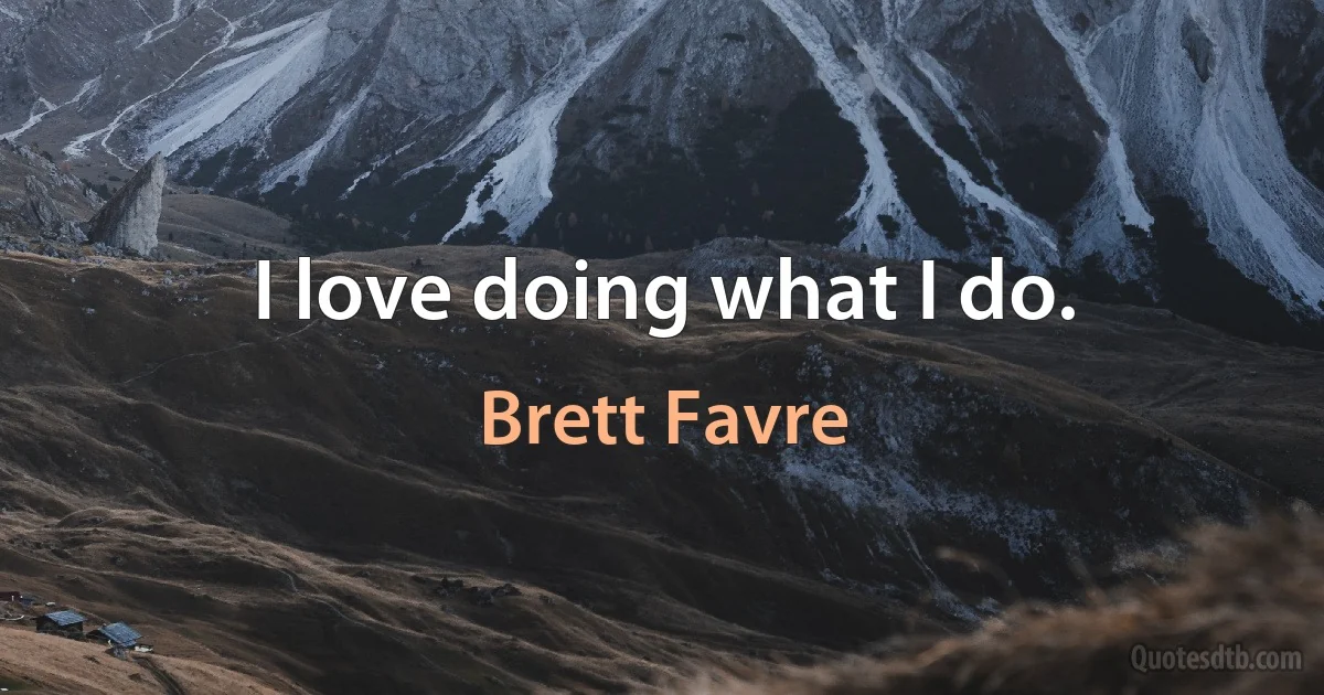 I love doing what I do. (Brett Favre)