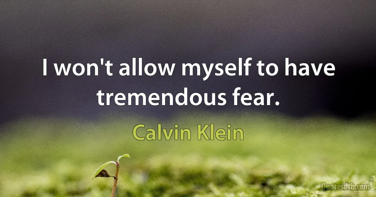 I won't allow myself to have tremendous fear. (Calvin Klein)