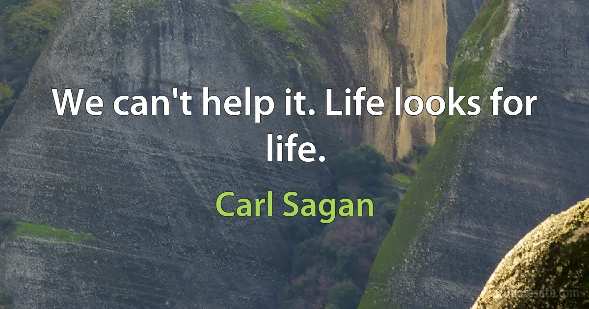 We can't help it. Life looks for life. (Carl Sagan)