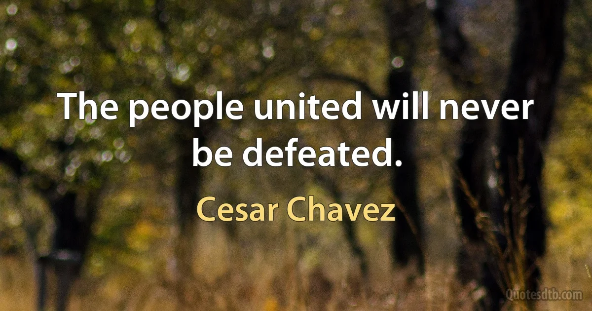 The people united will never be defeated. (Cesar Chavez)