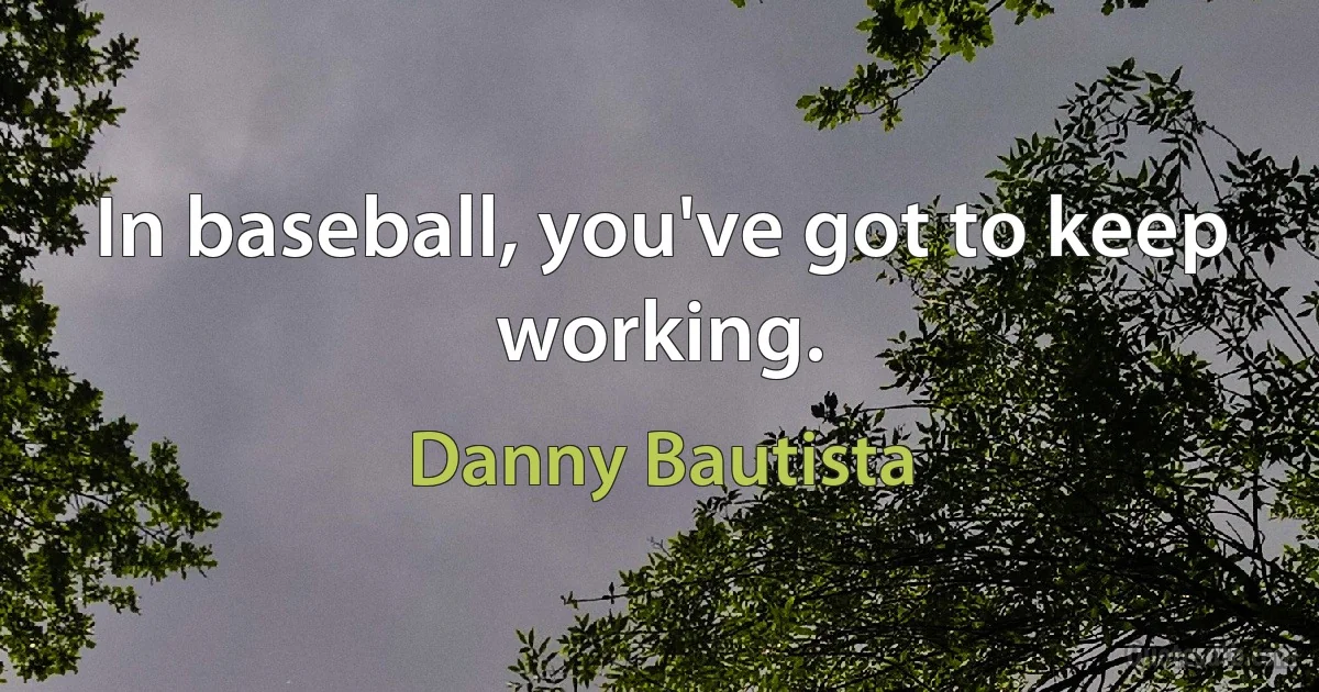 In baseball, you've got to keep working. (Danny Bautista)