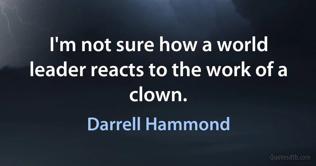 I'm not sure how a world leader reacts to the work of a clown. (Darrell Hammond)