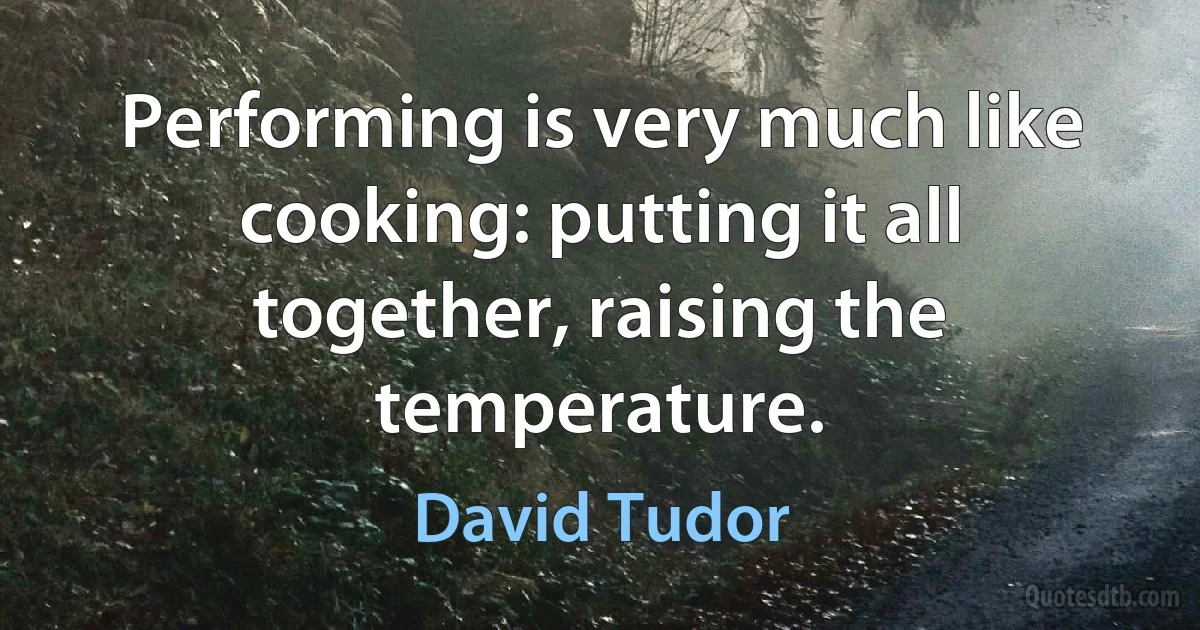 Performing is very much like cooking: putting it all together, raising the temperature. (David Tudor)