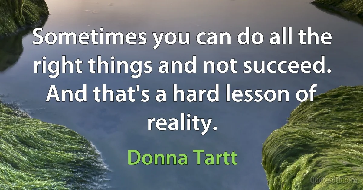 Sometimes you can do all the right things and not succeed. And that's a hard lesson of reality. (Donna Tartt)