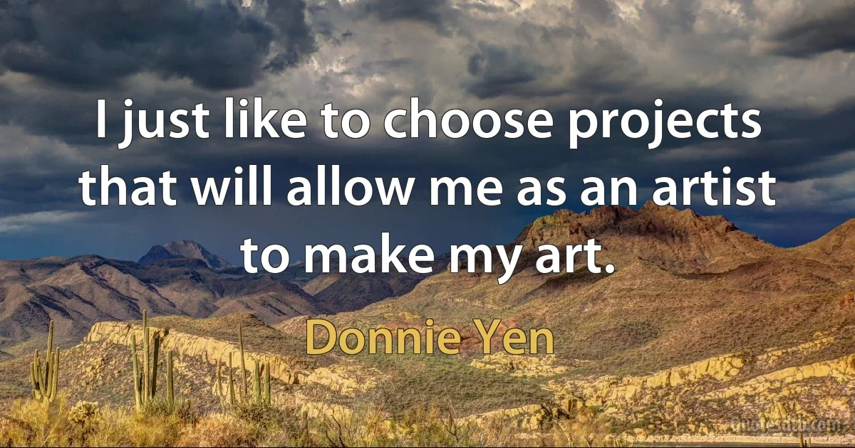 I just like to choose projects that will allow me as an artist to make my art. (Donnie Yen)