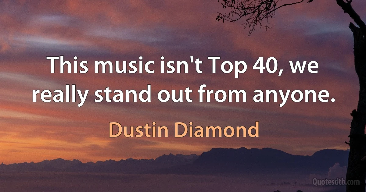 This music isn't Top 40, we really stand out from anyone. (Dustin Diamond)