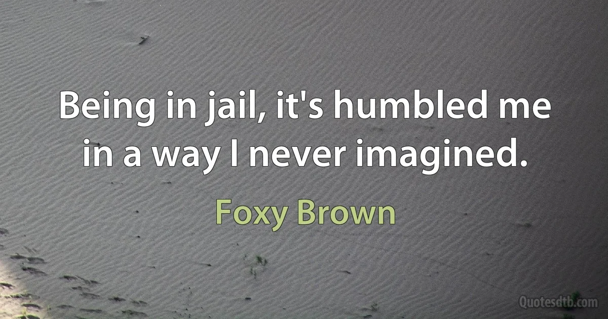 Being in jail, it's humbled me in a way I never imagined. (Foxy Brown)