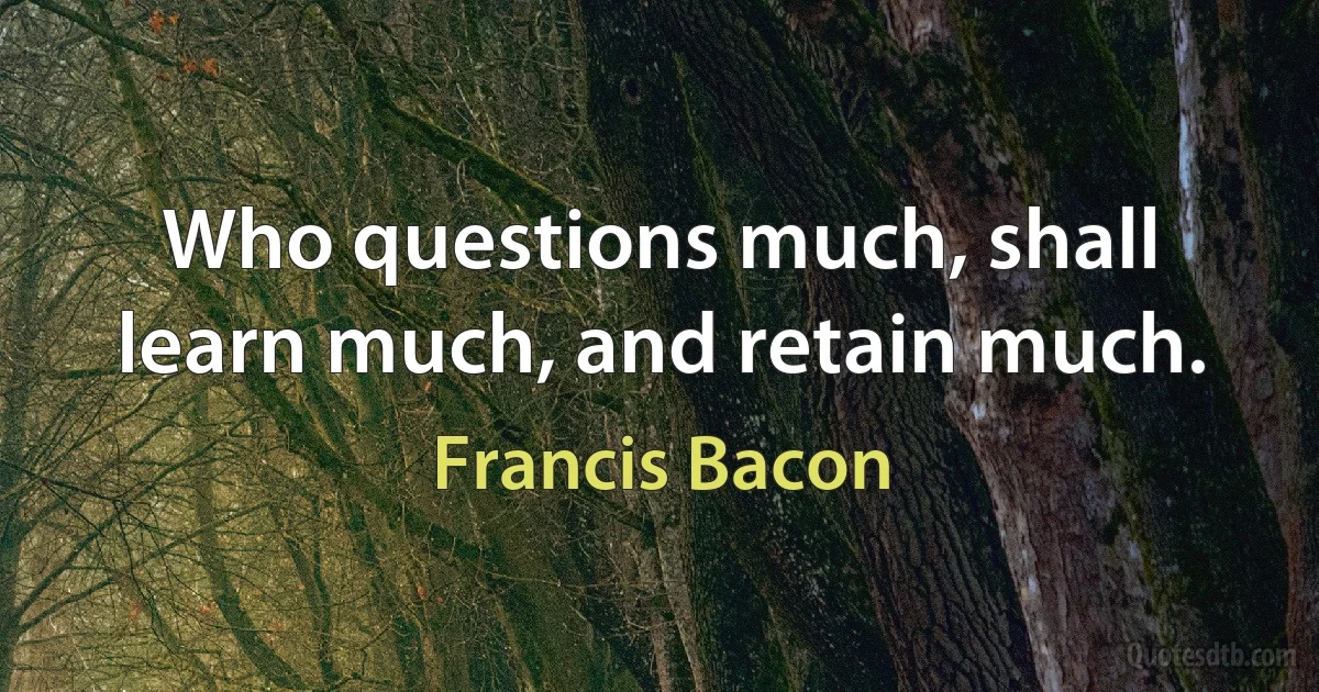 Who questions much, shall learn much, and retain much. (Francis Bacon)