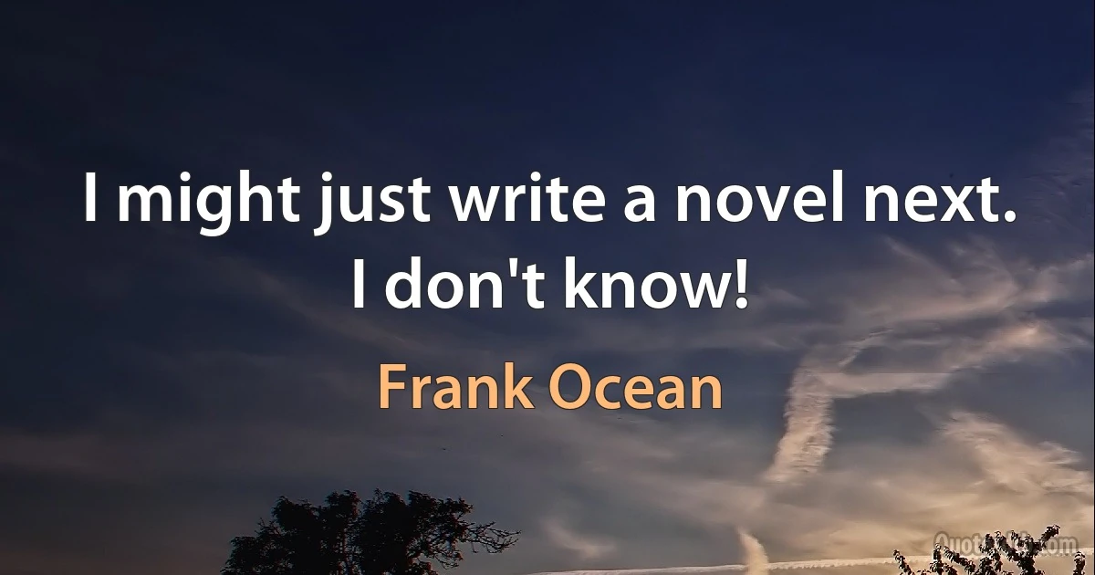 I might just write a novel next. I don't know! (Frank Ocean)