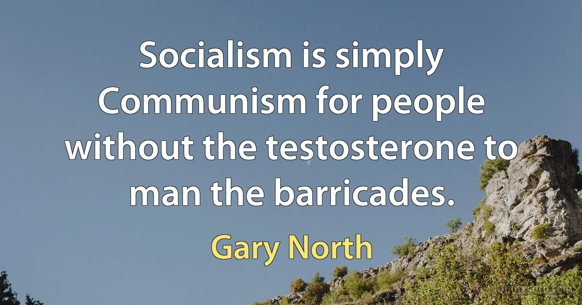 Socialism is simply Communism for people without the testosterone to man the barricades. (Gary North)