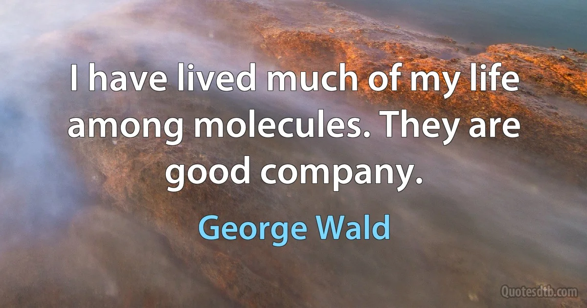 I have lived much of my life among molecules. They are good company. (George Wald)