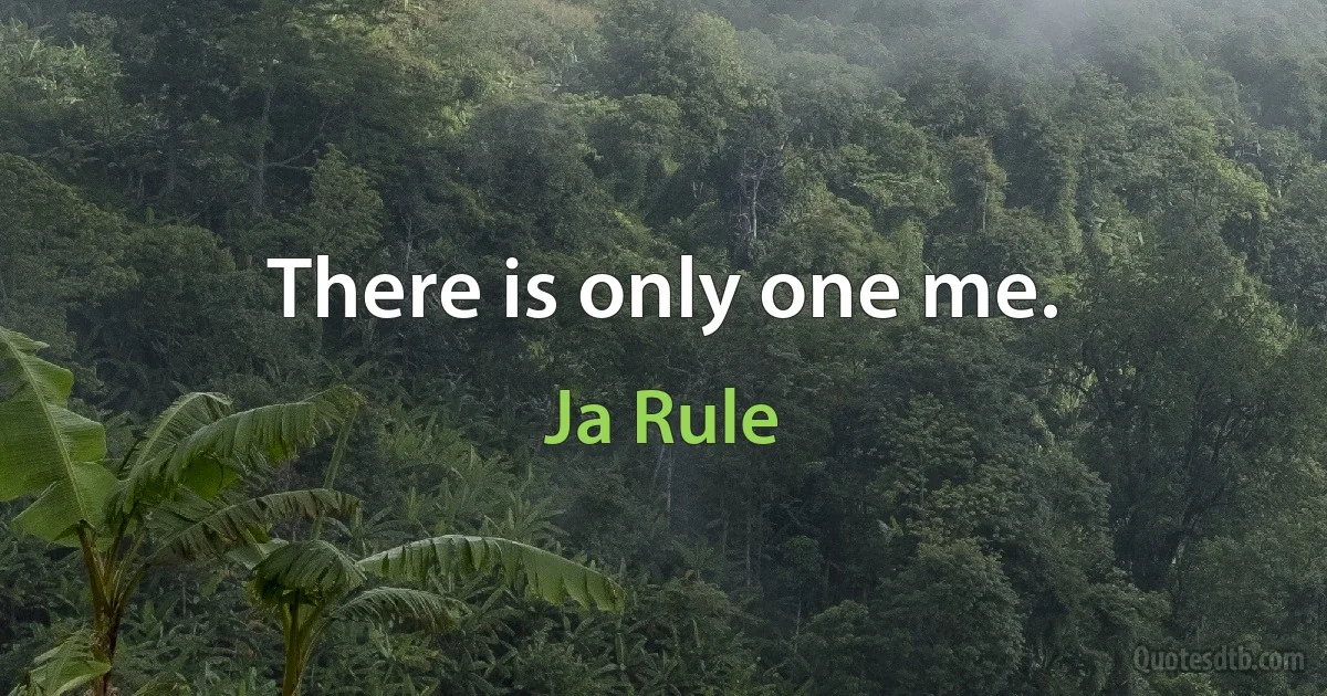 There is only one me. (Ja Rule)