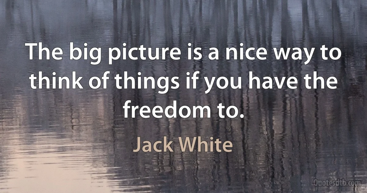 The big picture is a nice way to think of things if you have the freedom to. (Jack White)