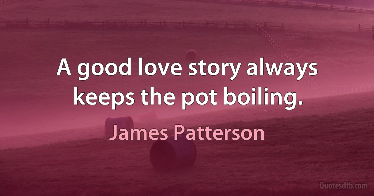 A good love story always keeps the pot boiling. (James Patterson)