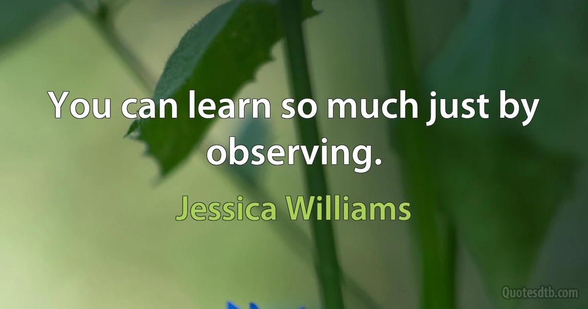 You can learn so much just by observing. (Jessica Williams)