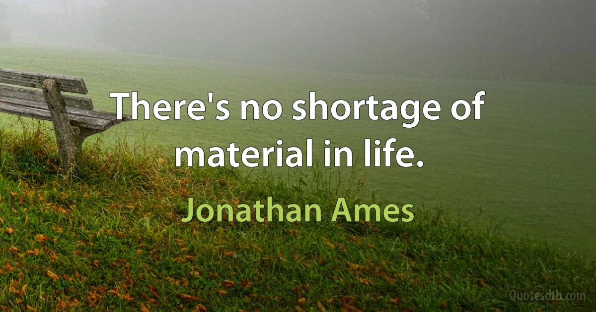 There's no shortage of material in life. (Jonathan Ames)