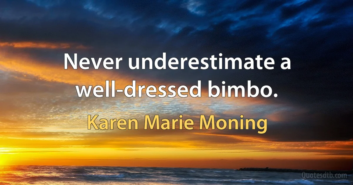 Never underestimate a well-dressed bimbo. (Karen Marie Moning)